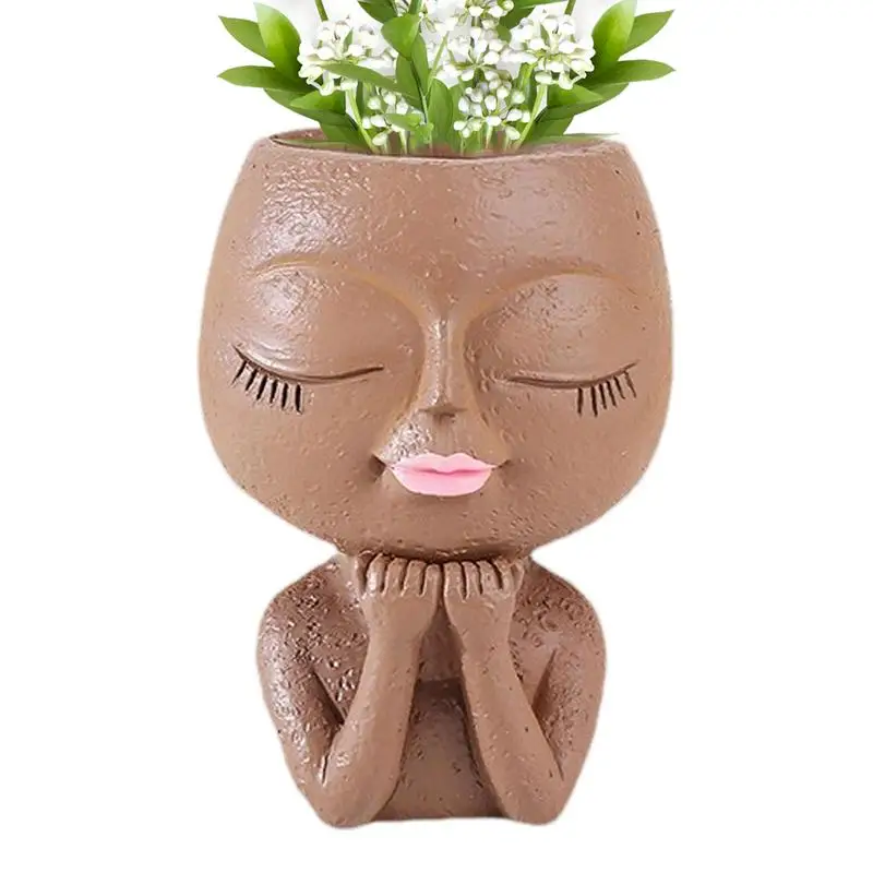 

Женский кашпо для головы, уникальный цветочный горшок для лица, смоляный женский горшок для растений с дренажем, уникальные украшения для сада и двора, декор вазы для головы