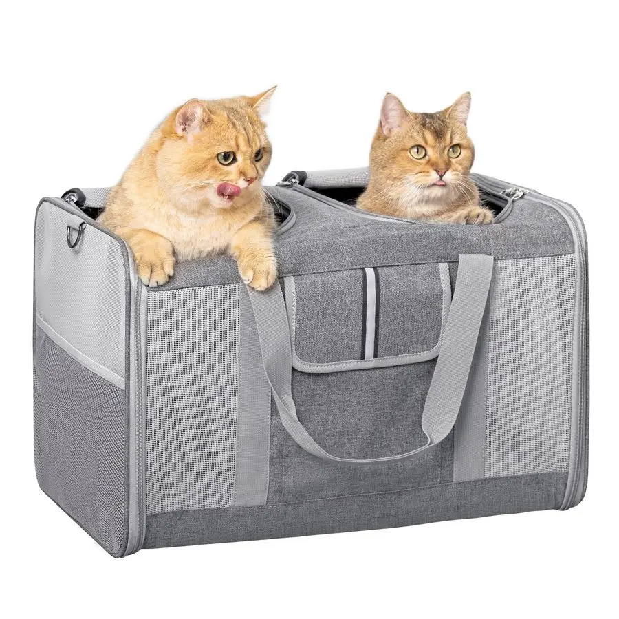 

Cat Carrier for 2 Cats, 21.7X 13.8X 13.8in Pet Carrier for Cat and Dog Up to 38lbs, AllSided Mesh Cat Carriers with Great Ventil