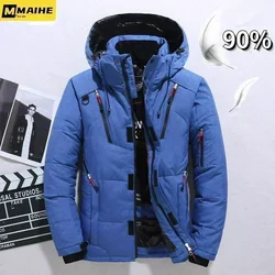 -20 graus de inverno parkas homens jaqueta masculina 90% pato branco para baixo jaqueta com capuz luxo grosso quente acolchoado casaco de neve oversized