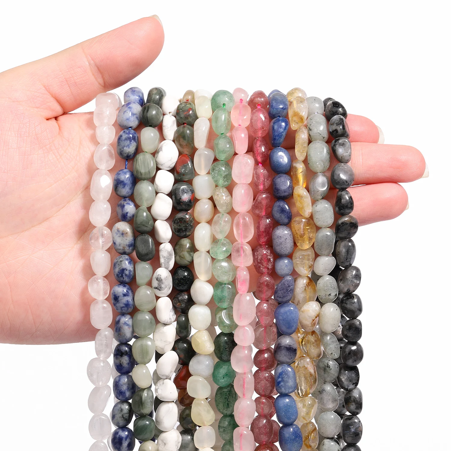 8-10mm unregelmäßige Stein perlen Natur kristall Quarz Armband Ohrringe Spacer Perle für Schmuck machen handgemachte DIY Handwerk – Detail 3