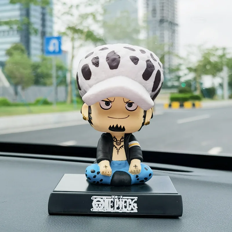 Cartoon One Piece Car Dashboard Luffy Zoro Sanji Law Bobblehead Ornament Shaking Head Toys Auto Interior Decoration Accessories