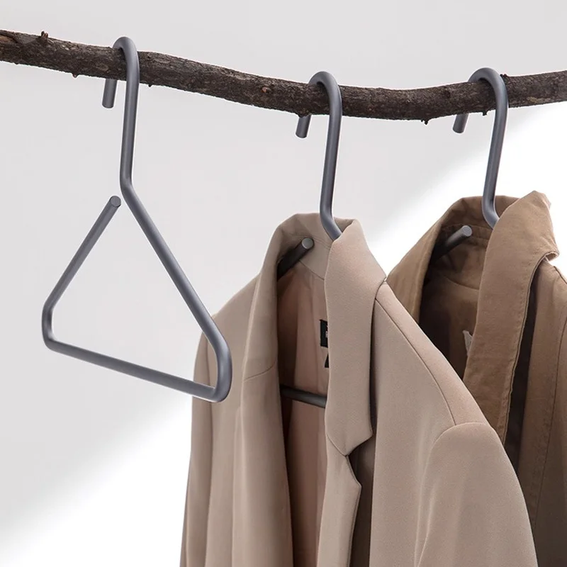 

5pcs Solid Alloy Metal Hangers Seamless Durable Clothes Hanger Trousers Sweater Storage Racks Wardrobe Organizer Drying Hangers