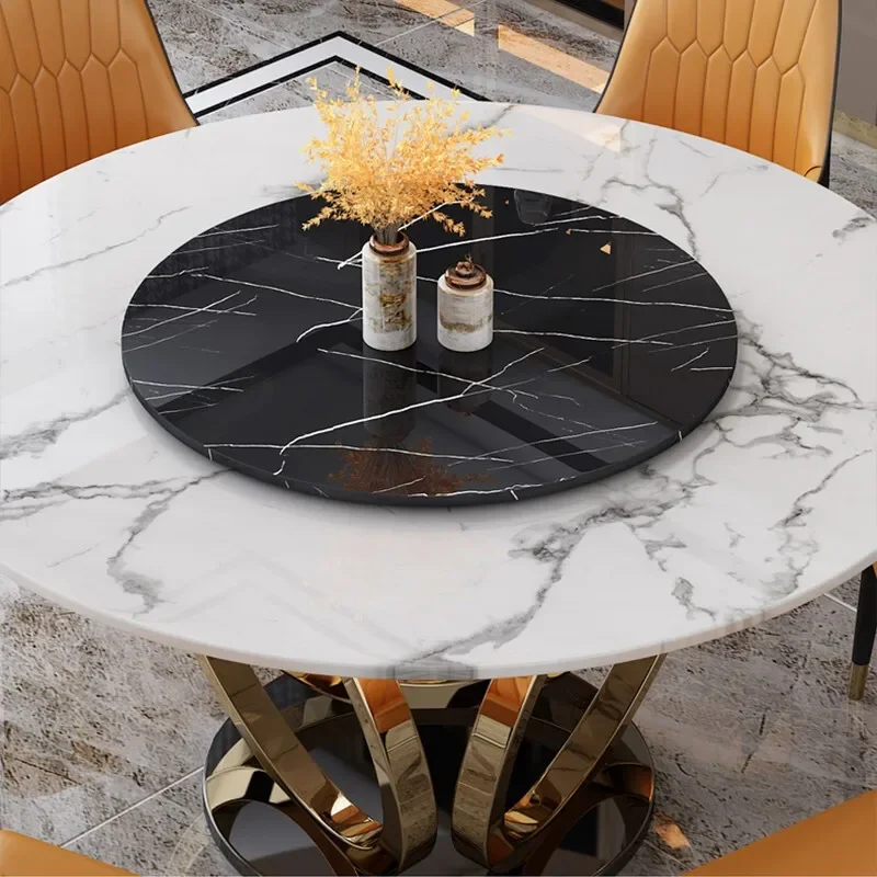 Italian luxury marble round table combination with tray-sized modern simple household dining table round table