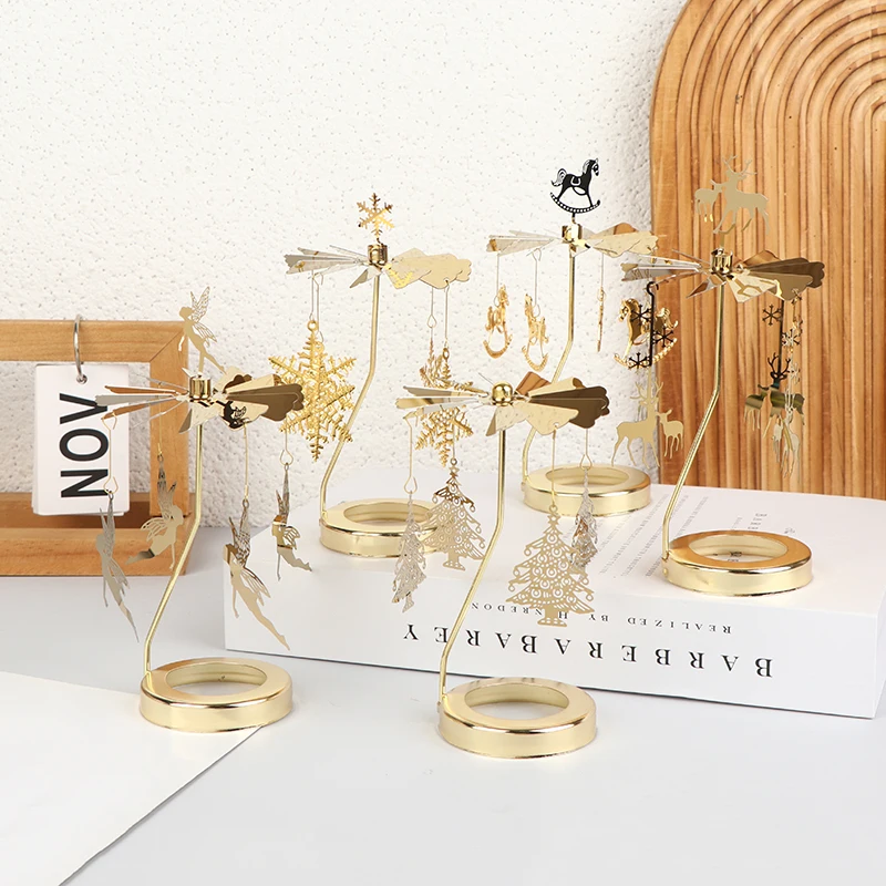NEW 1Pc Metal Hot Rotating Candle Holder Lamp Gold Christmas Candle Holder Home Dining Dinner Party Wedding Party Candle Holder