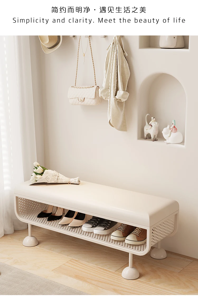 Iron Entryway Shoe Bench with Storage Sturdy Shoe Rack Convertible Seat Shoe Organizer Creative Large Capacity Boot Shelf