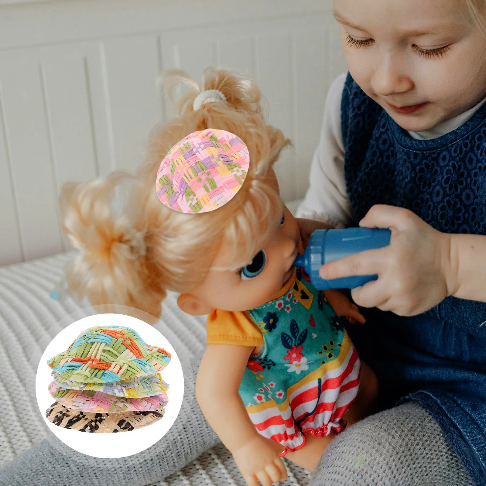 40Pcs Mini Straw Hats Mini Woven Craft Hats Tiny Sombrero Caps for Dollhouse Accessories Mexican Straw Hat DIY Cowboy Hair