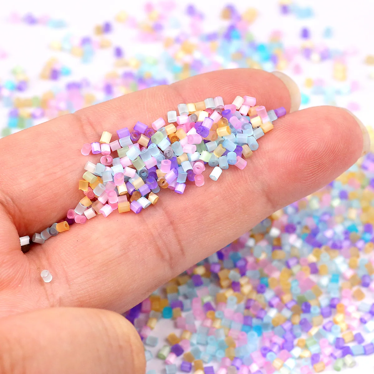 2 مللي متر عين القط أنبوب زجاجي البذور الخرز شفافة ملونة أنبوبي فضفاض الأرز حبة Craft بها بنفسك الحرفية أساور أقراط مجوهرات الإكسسوار