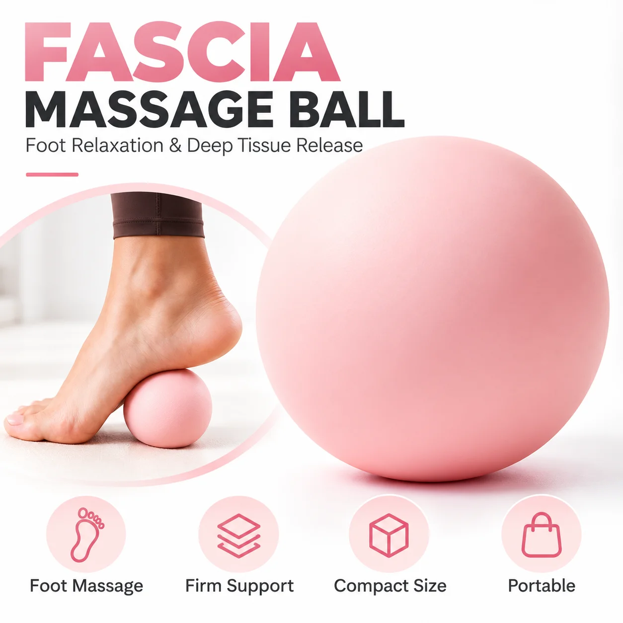 Foot Massage Ball Plantar Fascia Roller Muscle Relaxation Trigger Point Ball for Yoga Fitness Recovery Exercise Home Gym Travel