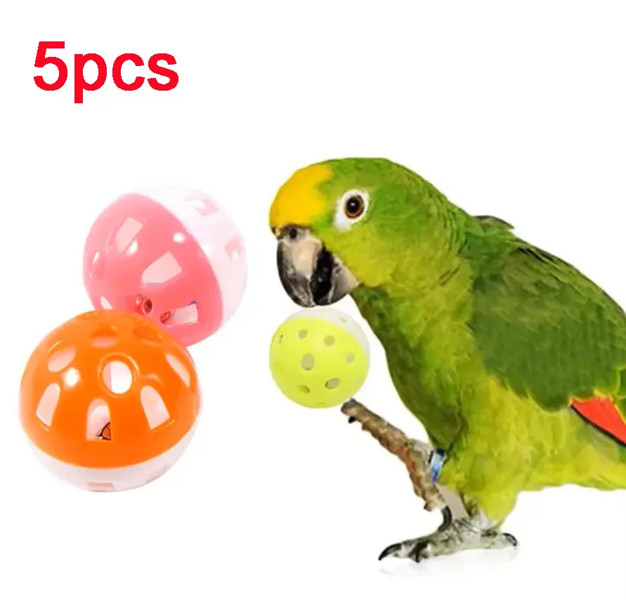 

5pcs Pet Parrot Toy Colorful Hollow Rolling Bell Ball Bird Toy Parrot Parakeet Cockatiel Chew Cage Fun Pet Birds Toys