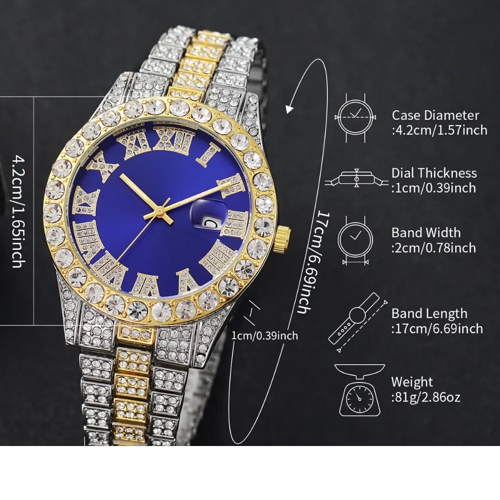 Relógio masculino, relógio de quartzo da moda masculina, mostrador grande em escala romana glamourosa, relógio de moda para homens, presentes para homens.