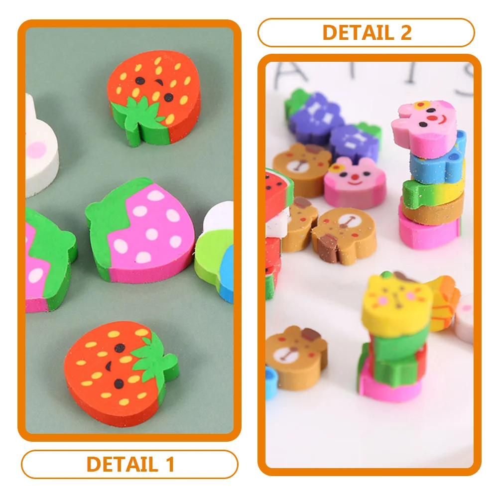 

60pcs Cartoon Kid Multi-Function Mini Rubber Delicate Pencil For Kids Portable Small Animal Erasers Bulk Cute