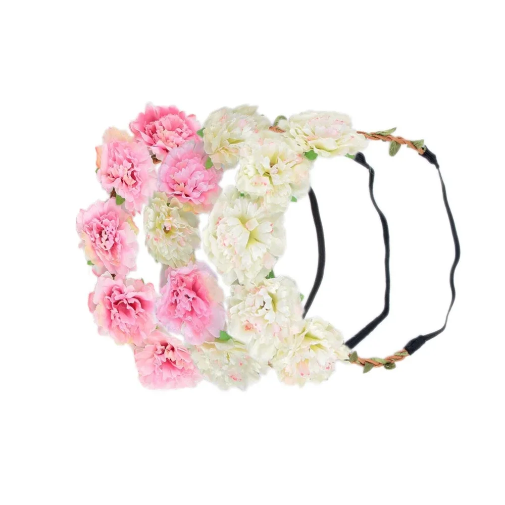 1PCS Elastic Baby Girls Kids Flower Wreath Floral Garland Crown Headband Wedding Party Hair Accessories Outdoor Headwear Gifts