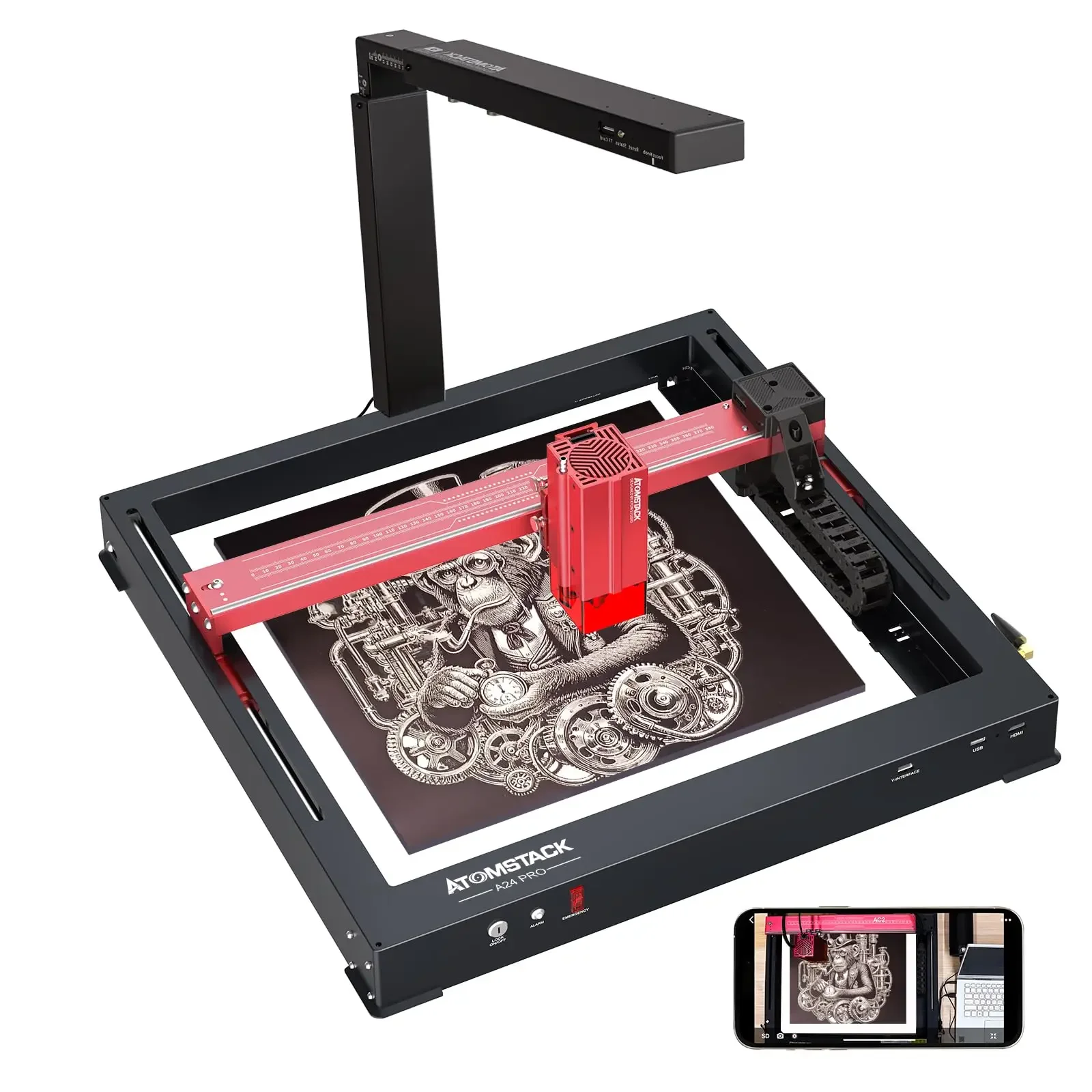 ATOMSTACK A24 PRO X24 PRO آلة الحفر 120 واط مع AC2 Lightburn كاميرا لا سلكية 24 واط إخراج حفارة تثبيت مجاني #2