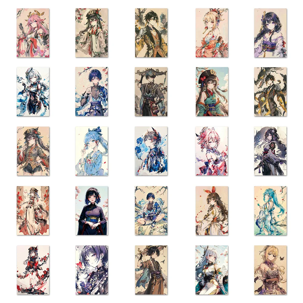 10/30/50PCS New Ink Wind Genshin Impact Sticker Cartoon Creative Anime Suitcase Water Cup Guitar Decoration Waterproof Wholesale