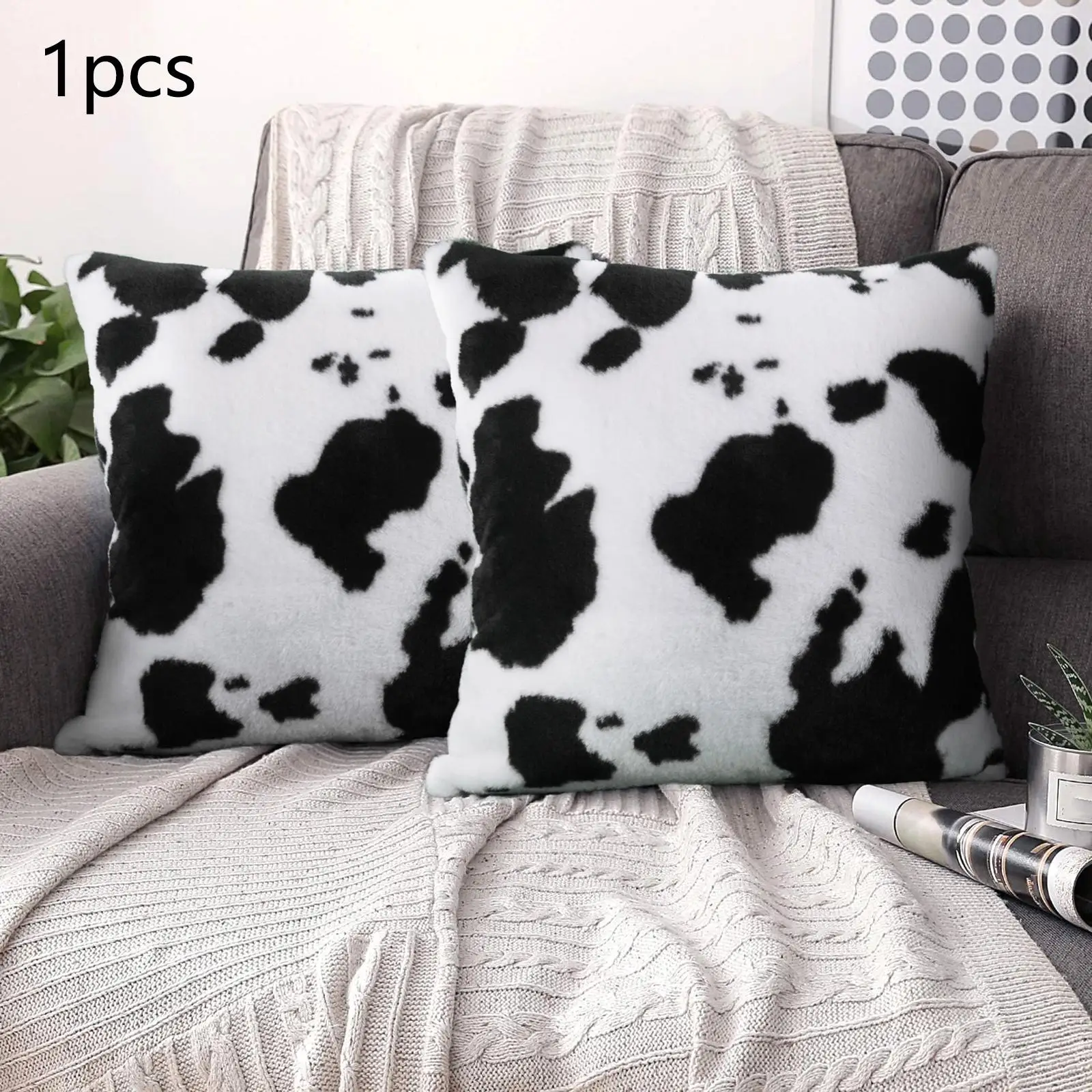 Cow Pattern Printed 18x18 Inches Throw Cases Concealed Smooth Zipper Closure
