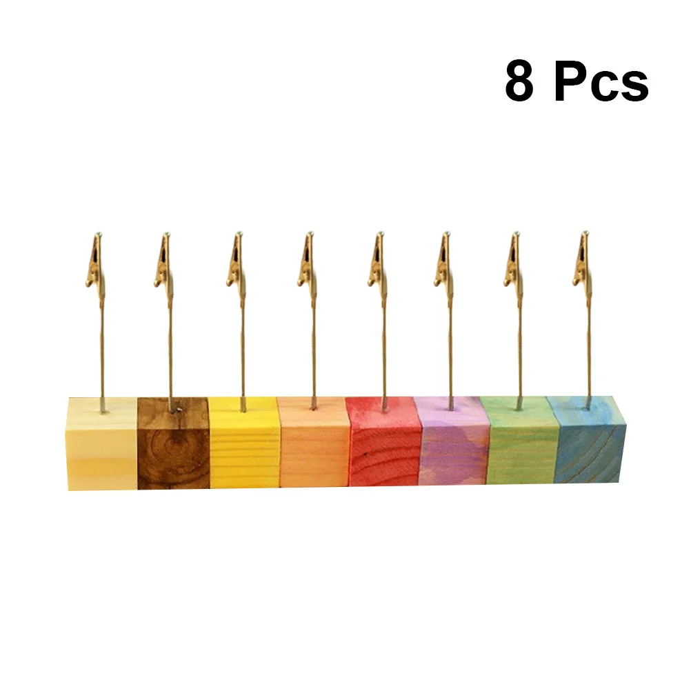 

8 Pcs Wedding Supplies Memo Holder Business Card Table Number Holders Wooden Wire