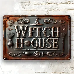 Vintage Style Witch House Iron Sign: Decorative Wall Hanging for Home, Garden, Cafe, or Farmhouse – Perfect Multipurpose Decor