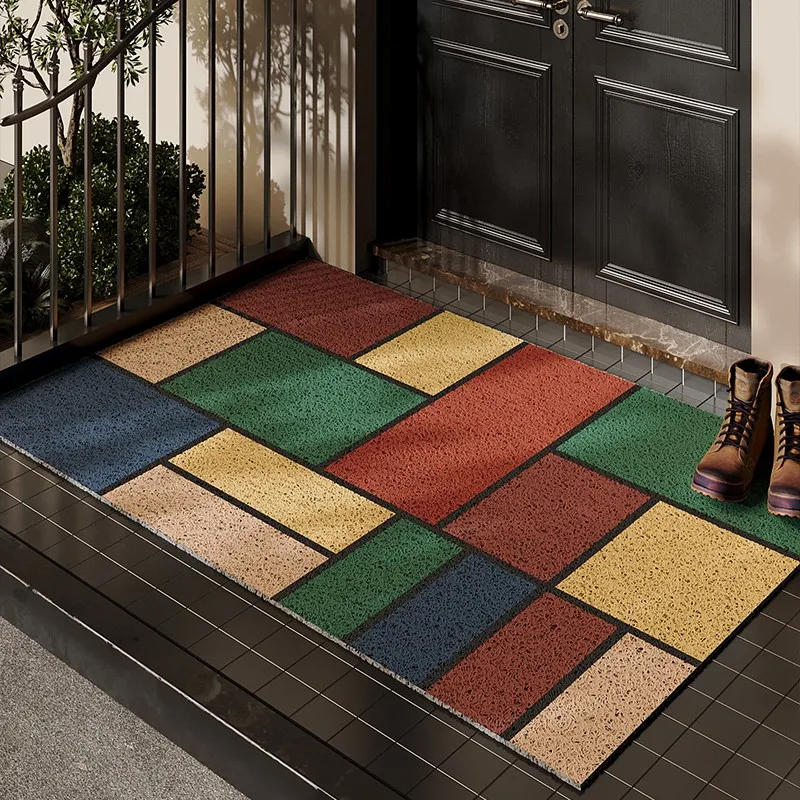 PVCsilk Ring Entry Door Floor Mat Outdoor Door Entrance Scraping Mud Dust Foot Mat Can Be Cut Non-slip and Dirt-resistant Carpet