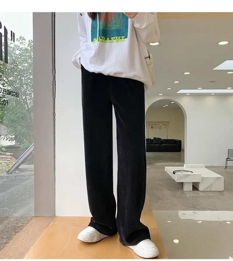 Koreaanse casual damesbroek lente herfst hoge taille wijde pijpen broek effen vrouwelijk casual chic streetwear Y2k kleding ezel