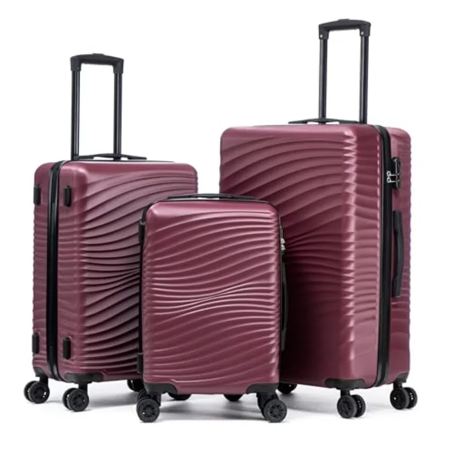 

Комплект из 3 предметов: чемоданы Rosamo из ABS-пластика с жестким корпусом и колесами-спиннерами для авиаперелетов, легкий ручной багаж, черный, 14x8x9 дюймов