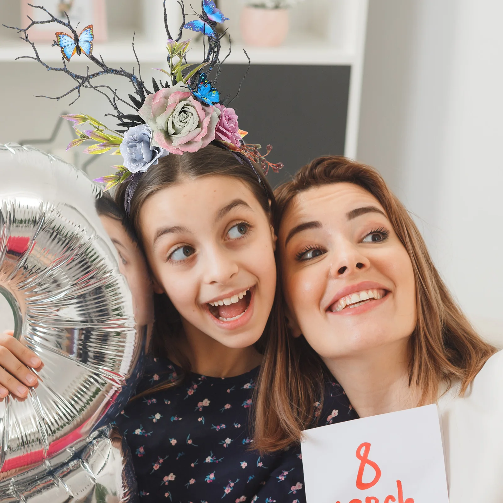 

Tree Branch Headband with Artificial Blooms Stylish Lightweight Hair Ornament for Masquerade Costume Party Festival Wear