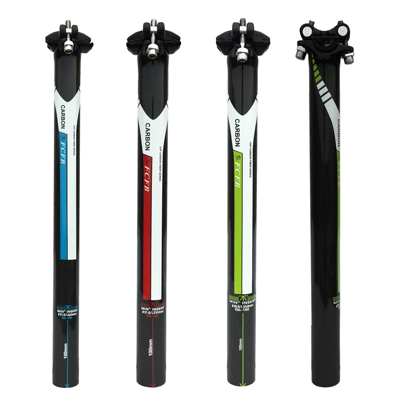 FCFB Carbon Seatpost Offset 0mm Bike Seatpost Carbon 27.2/30.8/31.6mm Length 350/400mm Bicycle Seat Post Parts MTB Carbon Canoe