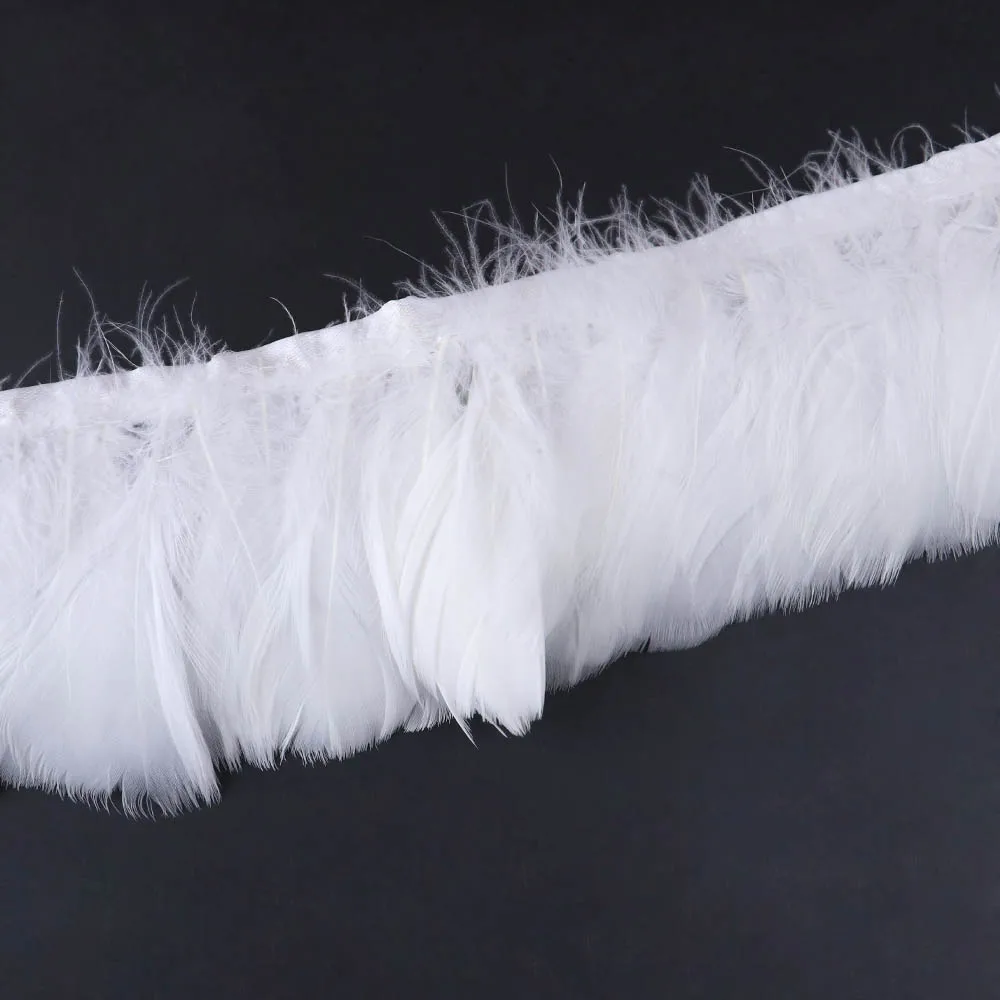 10 Meters White Goose Feather Trims Fringe 8-10cm Naural Goose Feathers Ribbon Lace for Party Dress Sewing Decoration Plume