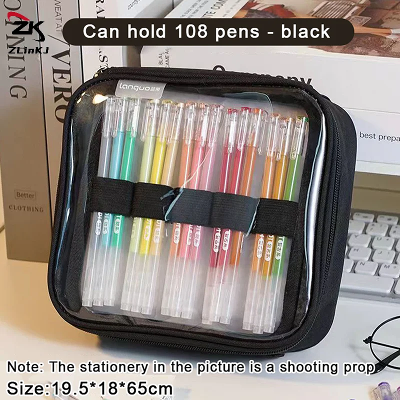 (ZYDD01) 1Pcs Portable Color Pen Pouch Hand Accounting Large Capacity Pen Storage Bag Can Hold 36/108 Gel Pen Stationery Bag