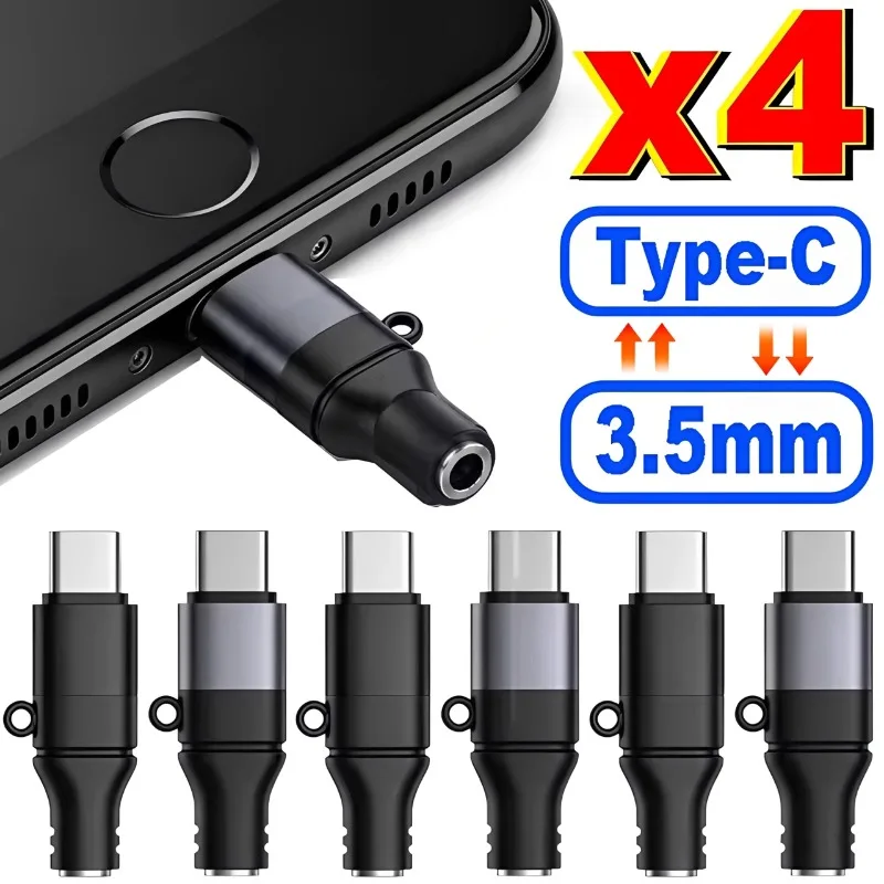 1-4PCS USB Type C To 3.5MM Headphone Adapter Jack Audio Converters for iPhone 18 17 16 Xiaomi AUX Audio Headphone Connector