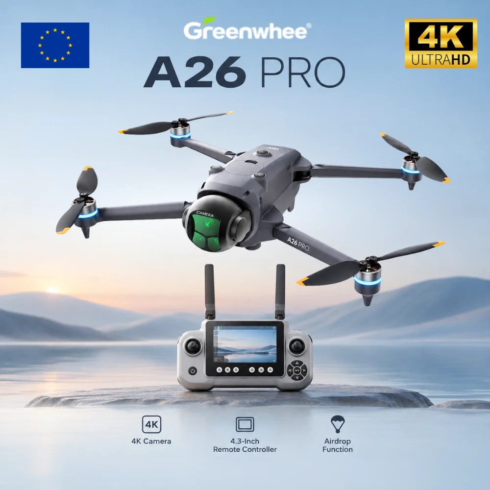 GREENWHEE A26 PRO, drone GPS pliable et léger de 248 g, doté d'une triple caméra HD 1080P, d'une télécommande avec écran de 4,5 pouces, d'un système intelligent d'évitement d'obstacles, d'une fonction de retour automat