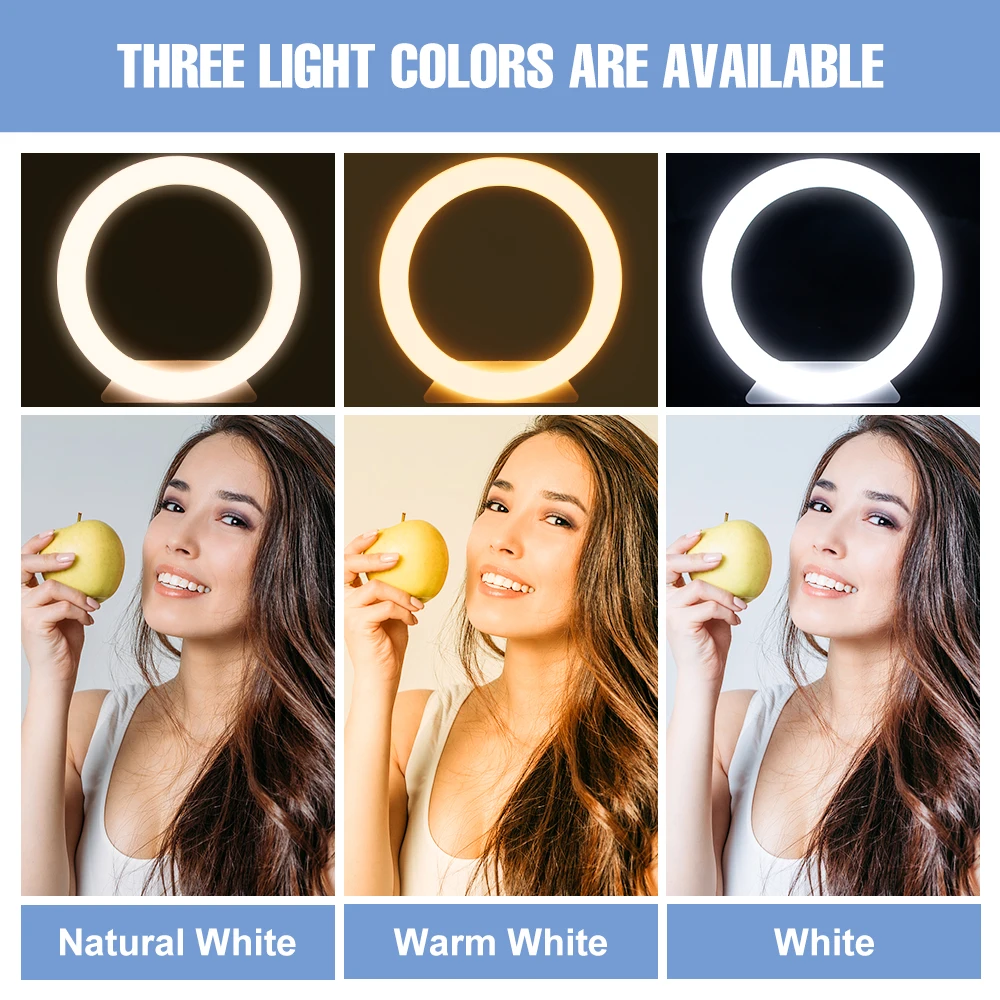 LED Selfie حلقة مصباح التصوير دائرة ملء ضوء الفيديو لايف ماكياج LED الإضاءة مع الهاتف كليب ترايبود USB عكس الضوء Ringlight