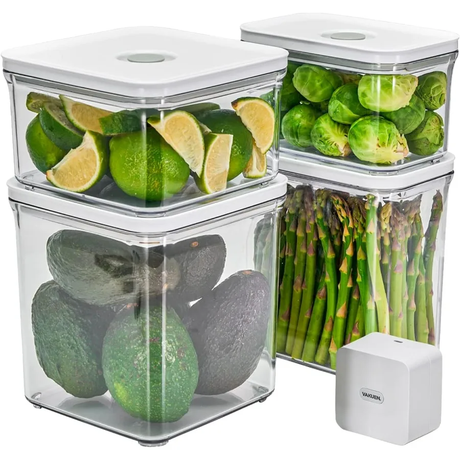 

Герметичные контейнеры для хранения пищевых продуктов премиум-класса и стартовый набор для вакуумной упаковки, контейнер из 4 предметов с герметиком, 100% герметичность, Kee