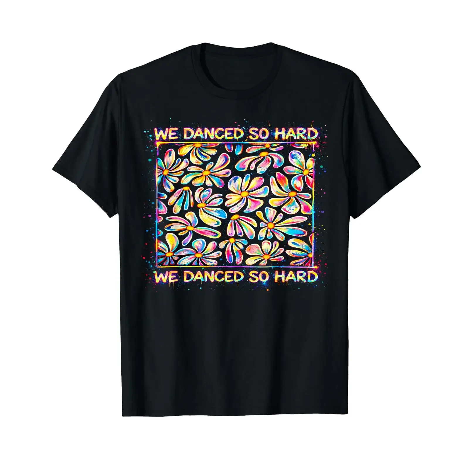 Футболка Wild Daisy Design We Danced So Hard Rave Musikfestival, винтажная, с эффектом потертости, для повседневной носки, эластичная, стильная