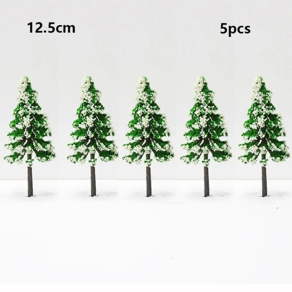 5pcs High Quality Plastic Mini Snow Pine Model Trees Green 6 Sizes Scenery Trees Winter Snow Scene Tree