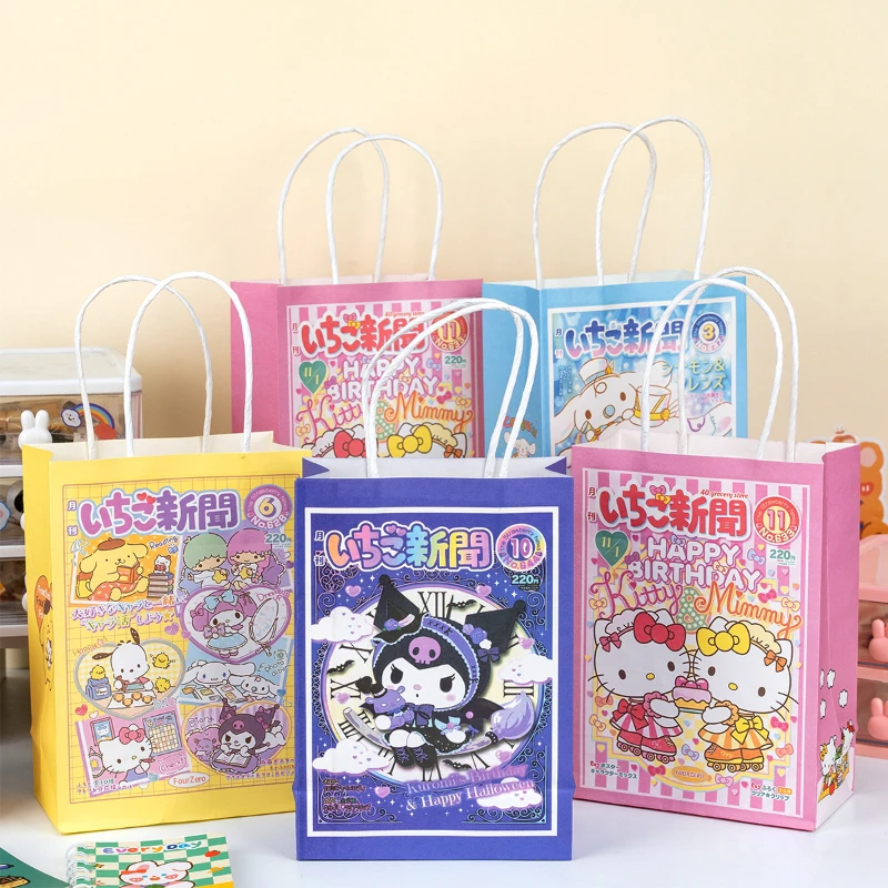 

Kawaii Sanrio бумажный пакет для конфет Подарочный пакет Hello Kitty Cinnamoroll Kuromi аниме фигурка мультфильм детский день рождения