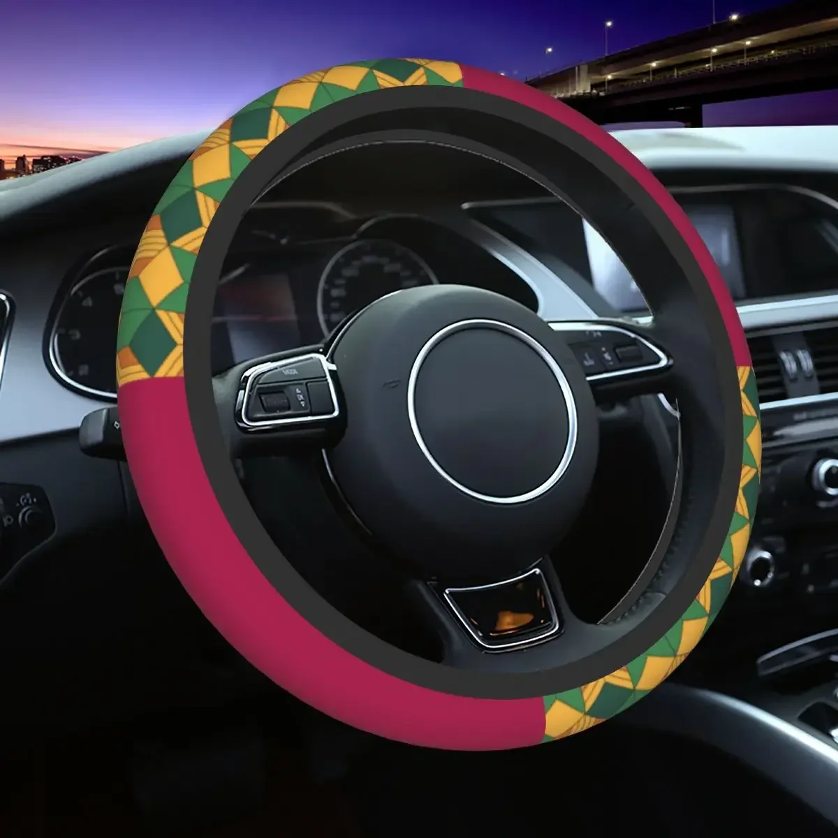 Demon Slayer Car Steering Wheel Cover Kimetsu No Yaiba Steering Wheel Protective Cover Colorful Car-styling Car Accessories