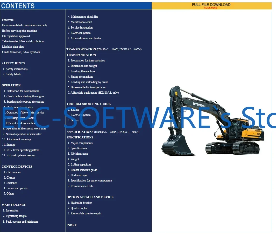AutoDVD Crawler Excavators and Wheel Excavators Service Manuals DVD 2026 for Hyundai