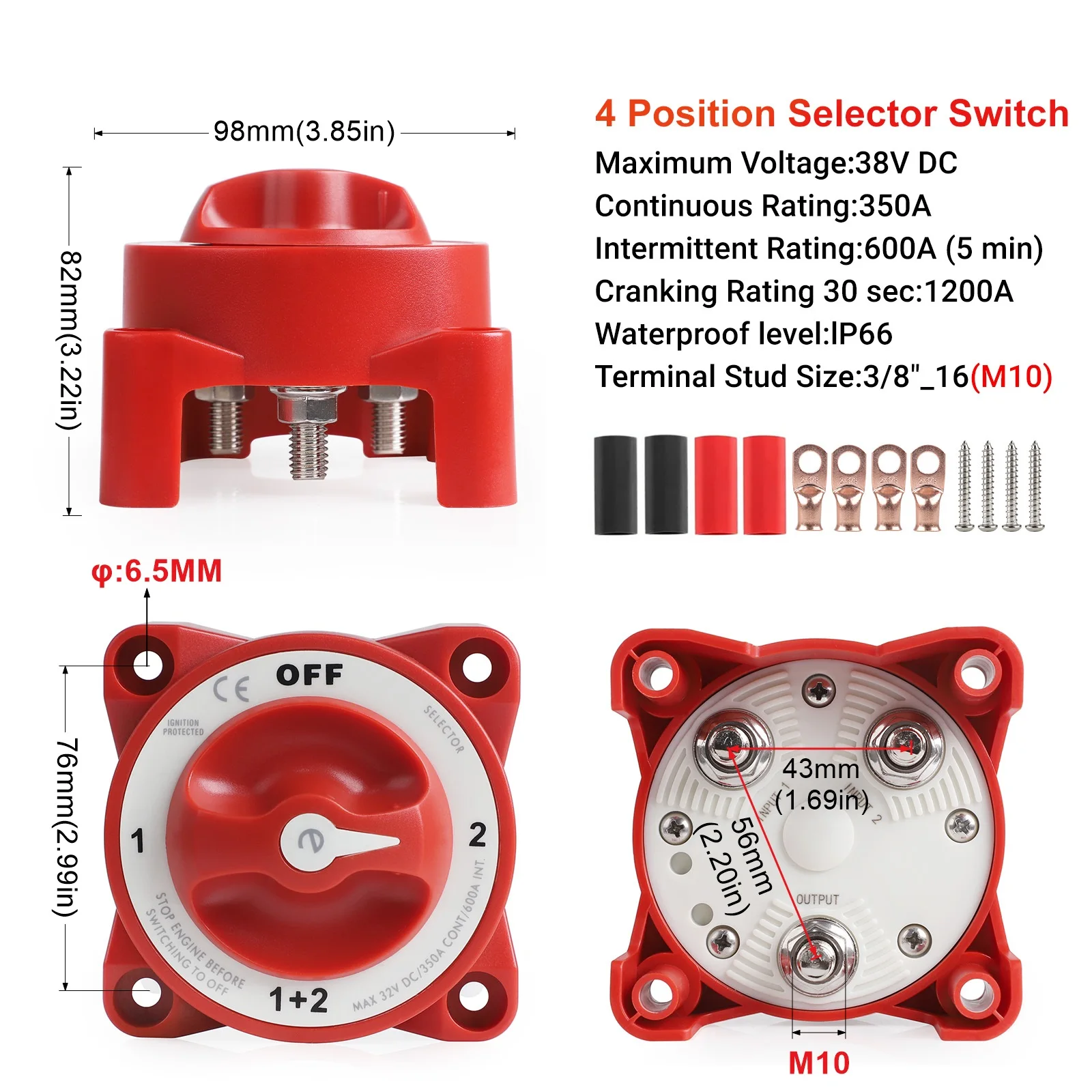 CNSPEED 4 positions 32V 350A pour camping-car camion bateau voiture isolateur batterie série E Kit de sélection de commutateur de batterie coupe-circuit