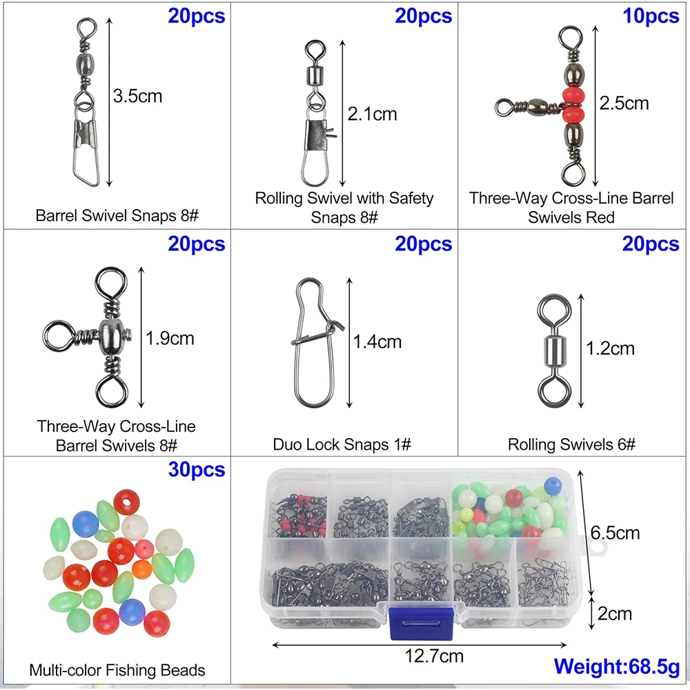 140 قطعة مجموعة أدوات الصيد الدوارة تشمل محمل كروي يدور الطقات برميل 3 طريقة الثلاثي قطب موصل مقاطع الخرز اكسسوارات