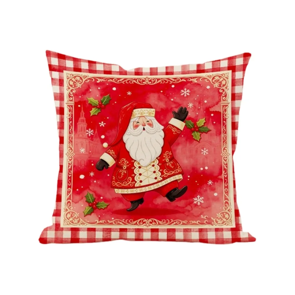 Soft Christmas Pillow Cover Christmas Tree Santa Claus Throw Cushion Case 45cm 17.72in Bowknot Santa Pillow Cover