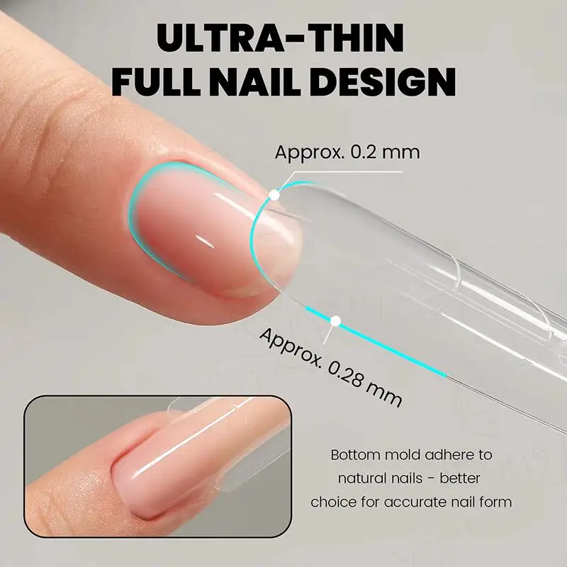 Sandwich Dual Nail Forms 240Pcs 15 Sizes Washable Nail Extension Moulds Coffin Oval Almond for Long Term Nail Art Use