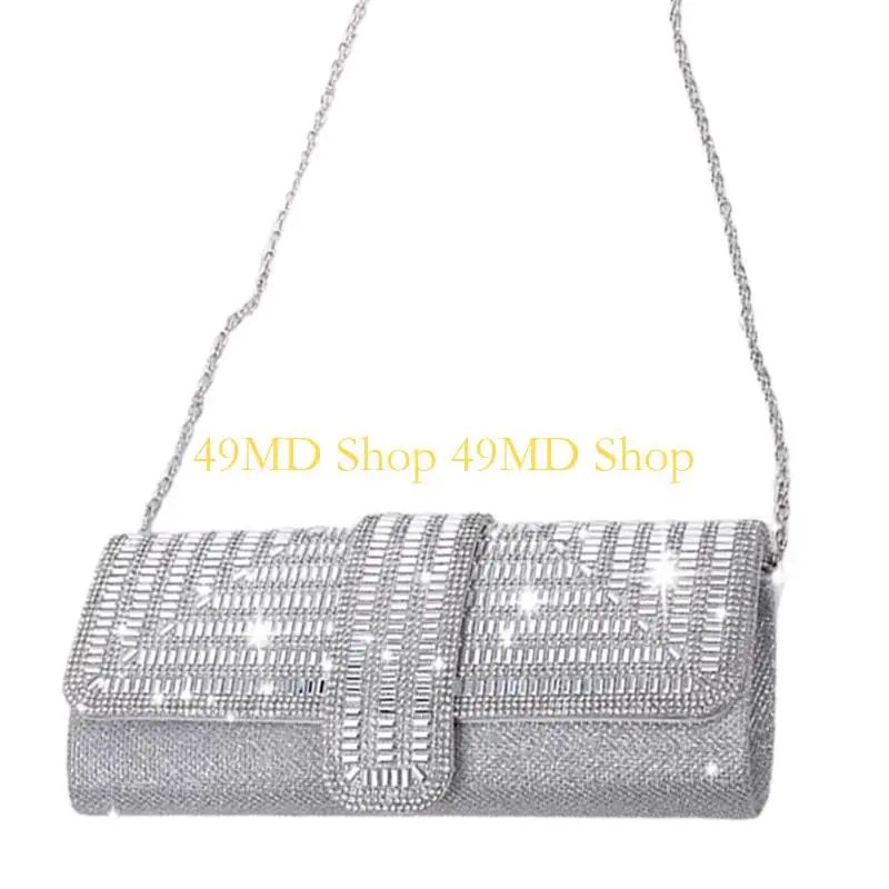 49MD Evening Dinner Handbag Shiny Clutch Bag Sparkly Crossbody Bag for Rhinestone Banquet Handbag Wedding Party Prom Purse