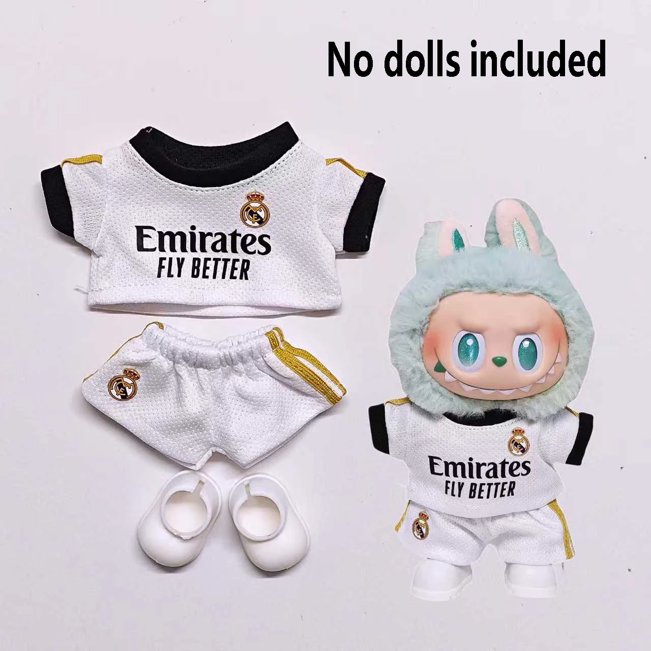 For Labubu Select Doll Clothing 15cm - 17cm Football Jersey and Shoes 3-piece Set Labubu Universal Clothing - Image 6