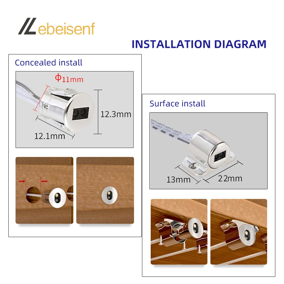 Dual Door Cabinet LED Light Sensor Switch Controller 12V 24V 5A 3Pin Centralized Control Port For Low-Voltage Lighting Fixtures