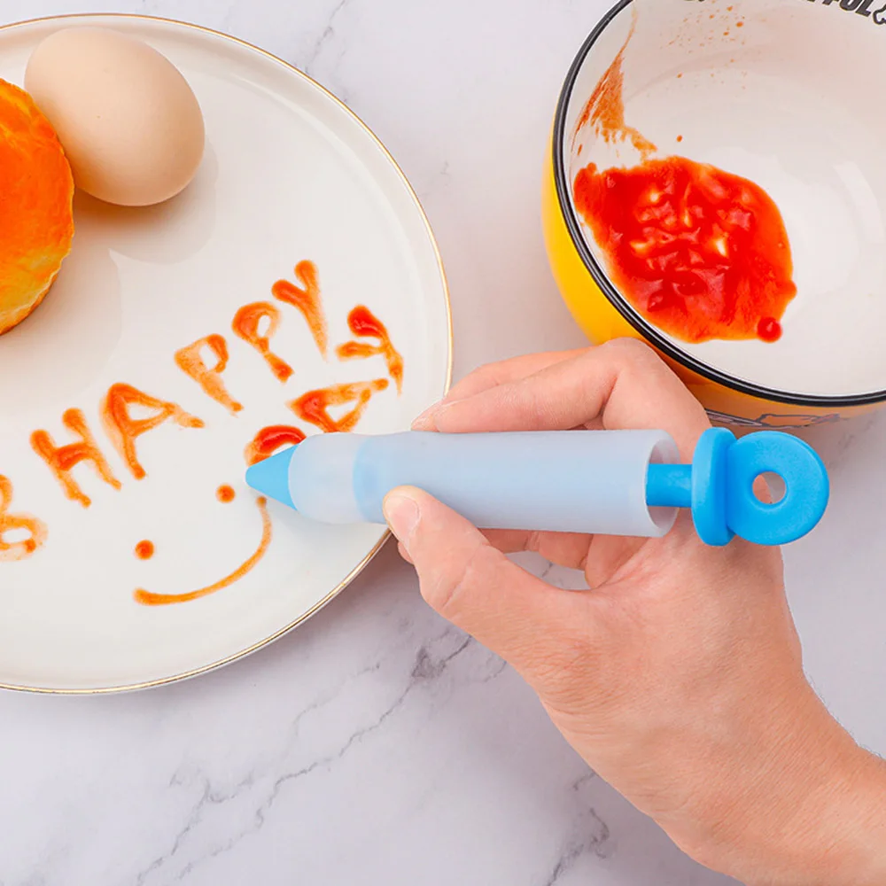 Silicone Cream Chocolate Pen Squeeze Writing Cake Decorating Pen Writing Tool Milking Baking Cookie Painting Writing Baking Tool
