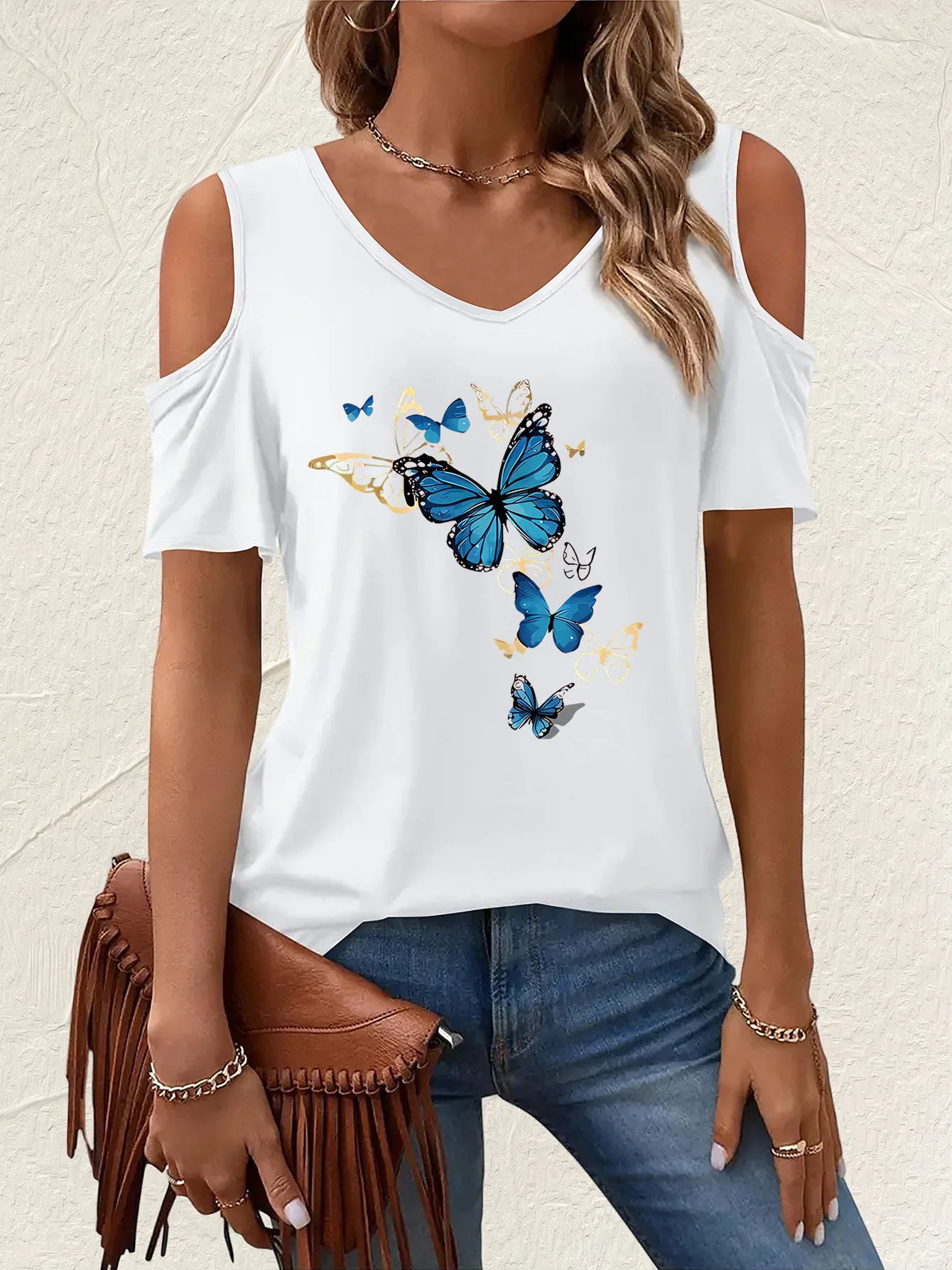 Retro Butterfly Graphic Print  - đánh giá và giá Summer Clothing Drop