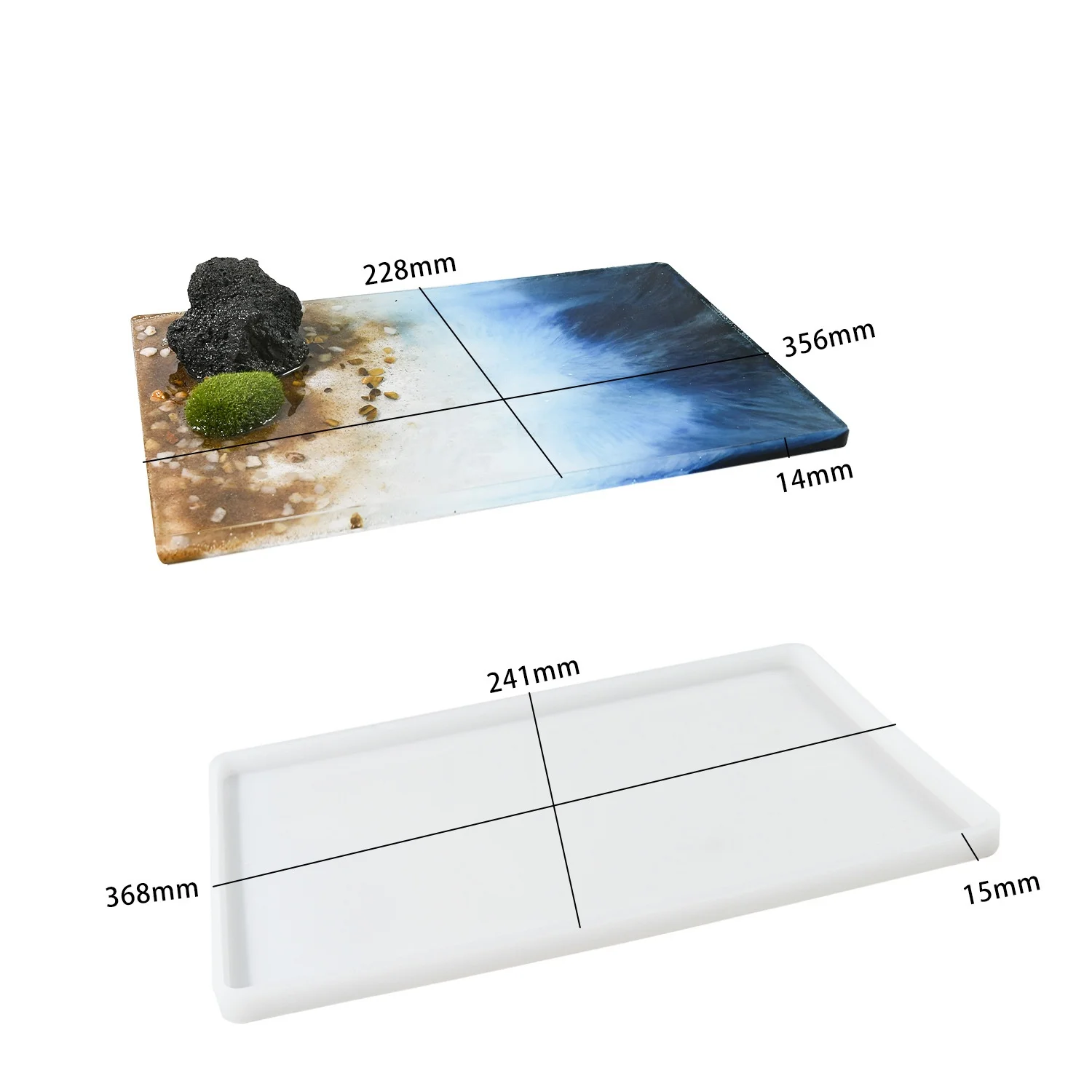 DIY epoxy resin mold large rectangular display stand 35*23cm 14-inch silicone mold resin art board