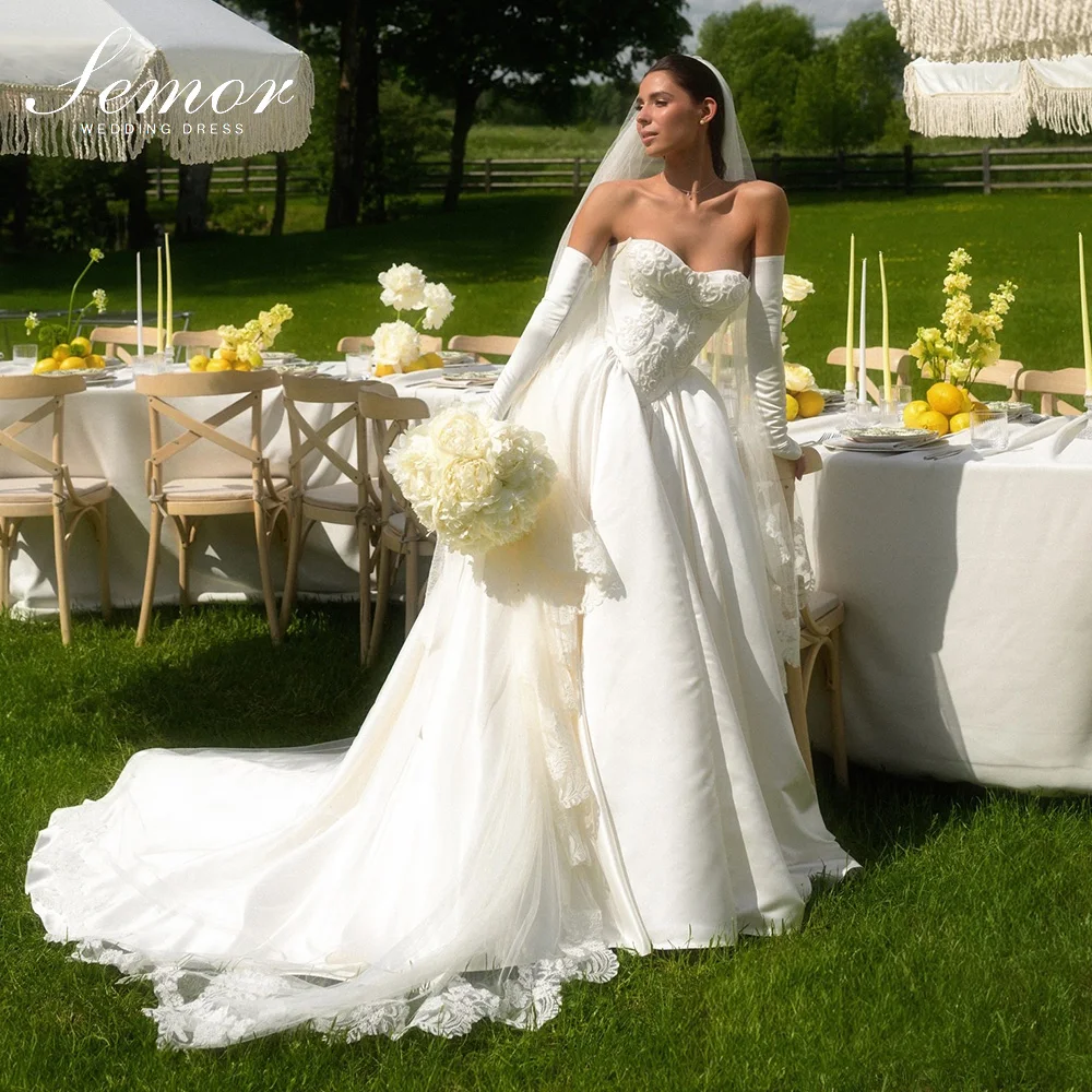Semor Elegant Sweetheart Collar Stain Wedding Dress 2026 A-line Pleat Beading Vestido De Novia Princesa with Train Customized