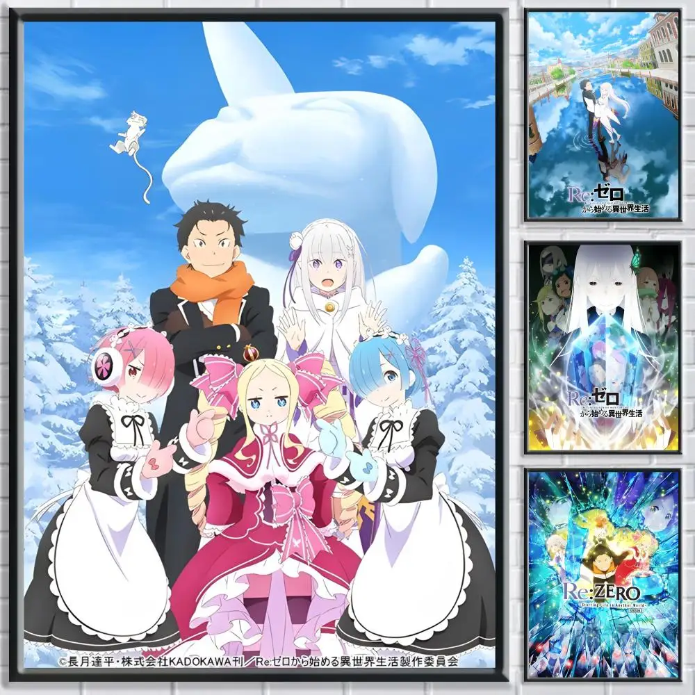 Póster de Anime Re Life en un mundo diferente de zero, dormitorio, sala de estar, estudio y más allá, decoración autoadhesiva + regalo perfecto