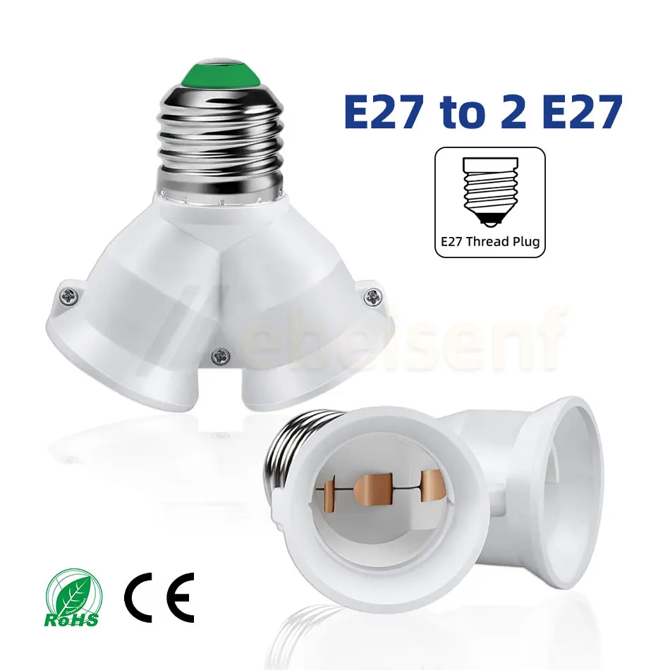 1/3 Pc E27 Light Bulb Socket 1 To 2 Threaded Lamp Holder Extender Splitter Converter Plug High Quality Copper Contact Household